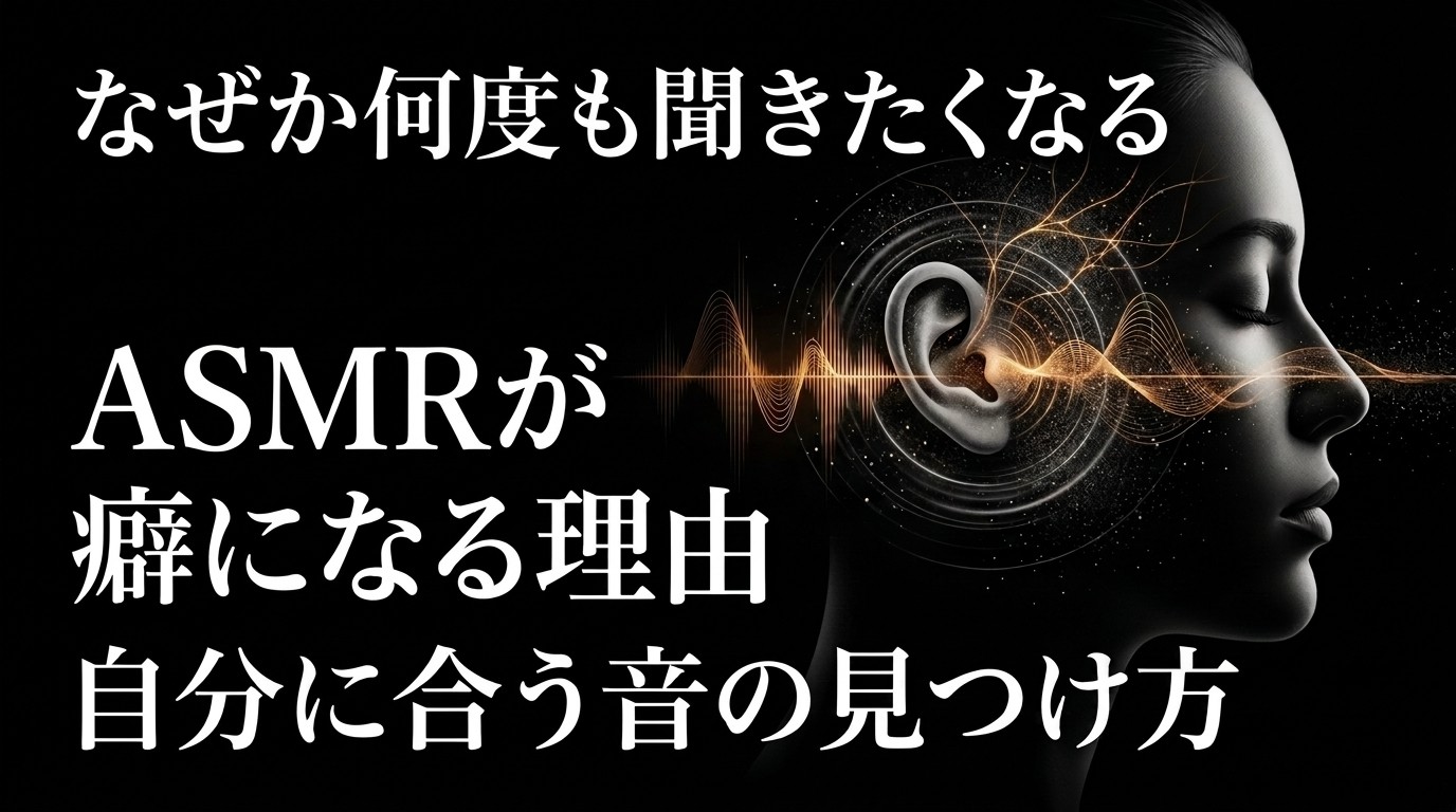 耳元に広がる音の波紋と神経回路で、ASMRが安心感として記憶される心理を表したサムネイル
